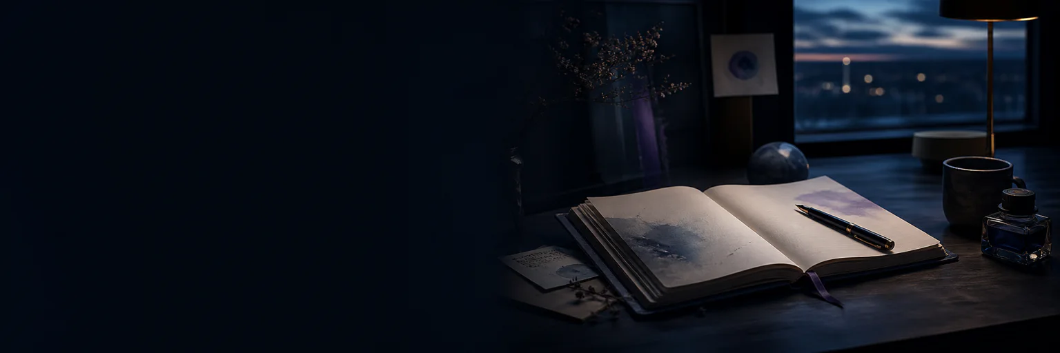 Open journal in a calm evening space